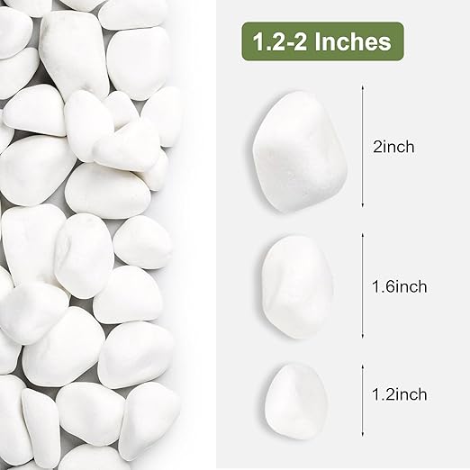 SIDONG 10 lbs White River Rocks, 1.2-2 Inches Matte Pebbles for Indoor Plants, Aquarium Rocks Used in Fish Tank, Decorative Stones for Plants, Vases, Home DΓ©cor, Crafting, Garden Landscaping