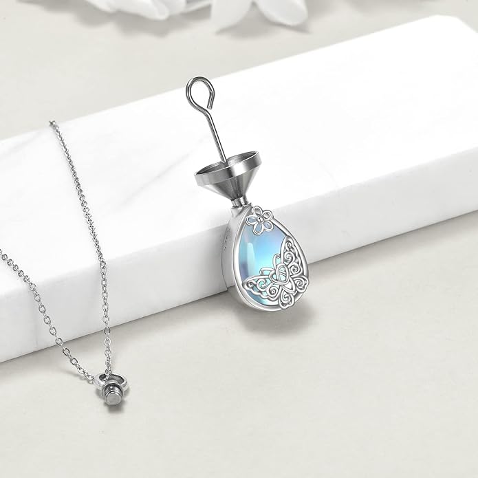 Butterfly/Dragonfly Urn Necklace for Ashes 925 Sterling Silver Celtic Knot Butterfly/Dragonfly Pendant Cremation Keepsake Necklace for Women Jewelry