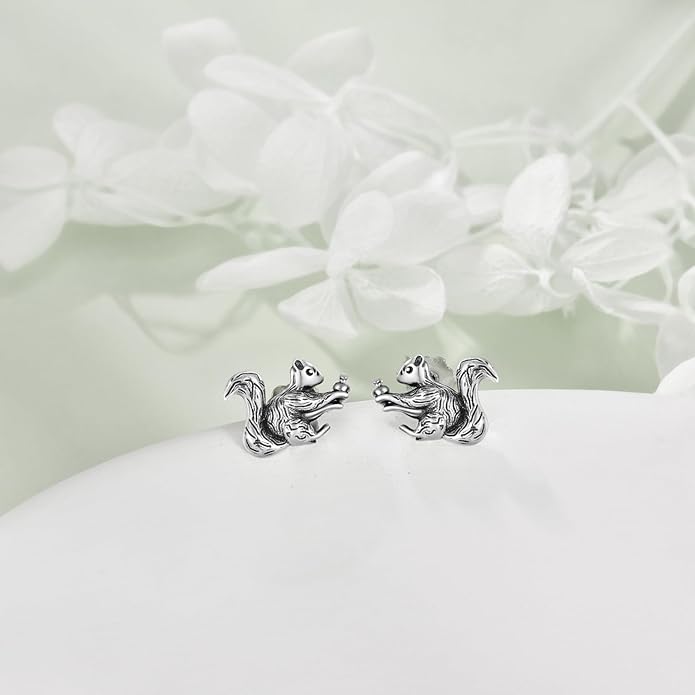 Sterling Silver Cat / Cow / Pig / Bunny / Squirrel / Giraffe / Highland Cow / Lion / Chicken / Ladybug / Star / Moon Stud Earrings for Women Cute Animal Post Earrings Hypoallergenic Animal Jewelry Gift for Teens Girls