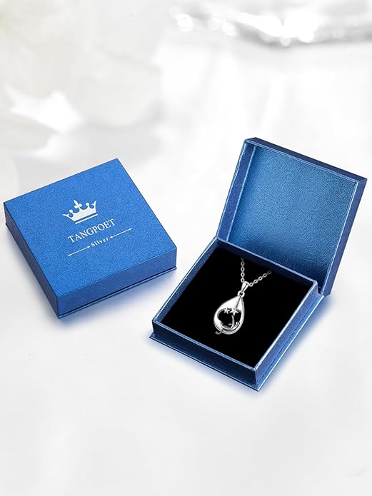 TANGPOET Teardrop Ashes Necklace 925 Sterling Silver Urn Necklace, Cremation Jewellery for Ashes Pendant, Gifts for Women Ladies, with Funnel Filler Kit
