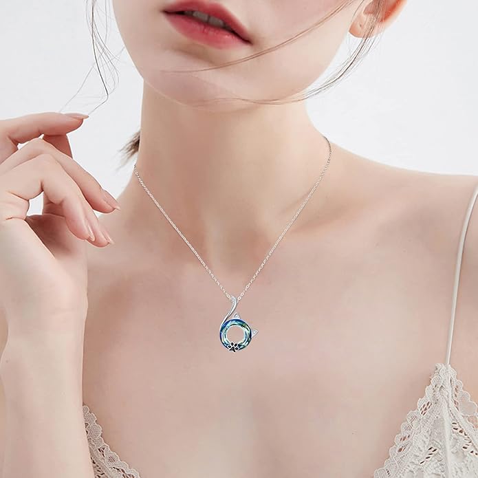 Dreamboat Sterling Silver Cat Necklace for Women Crystal Necklace Cute Animal Necklace Kitten Necklace Cat Pendant Friendship Cat Jewelry Gifts