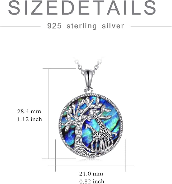 TOUPOP Tree of Life Animal Necklace 925 Sterling Silver Crystal/Abalone Shell Animal Pendant Jewelry Birthday Mothers Day Gifts for Women Mom Wife Her