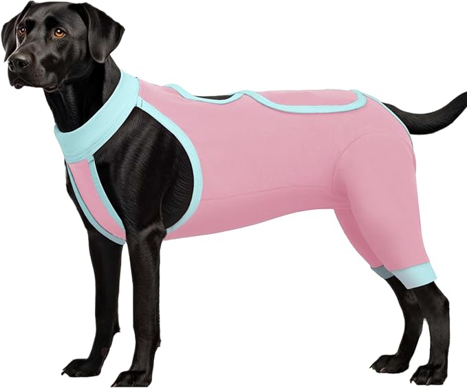 ROZKITCH Dog Surgery Leg Sleeve Rear Legs, Male Female Pet Prevent Licking Wound Elbow Knee Protector, Dog Recovery Suit Cone Collar Alternative Pants Shirt for Wound Heal Wrap Pink M