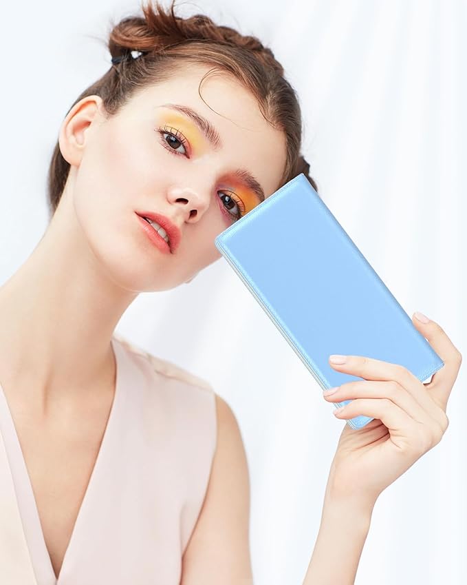 Nipichsha Womens Wallet, RFID Slim Wallets for Women, Thin Ladies Credit Card Holder Purse, Cute Leather Bifold Clutch Billfold with 11 Card Slots & ID Window, Blue