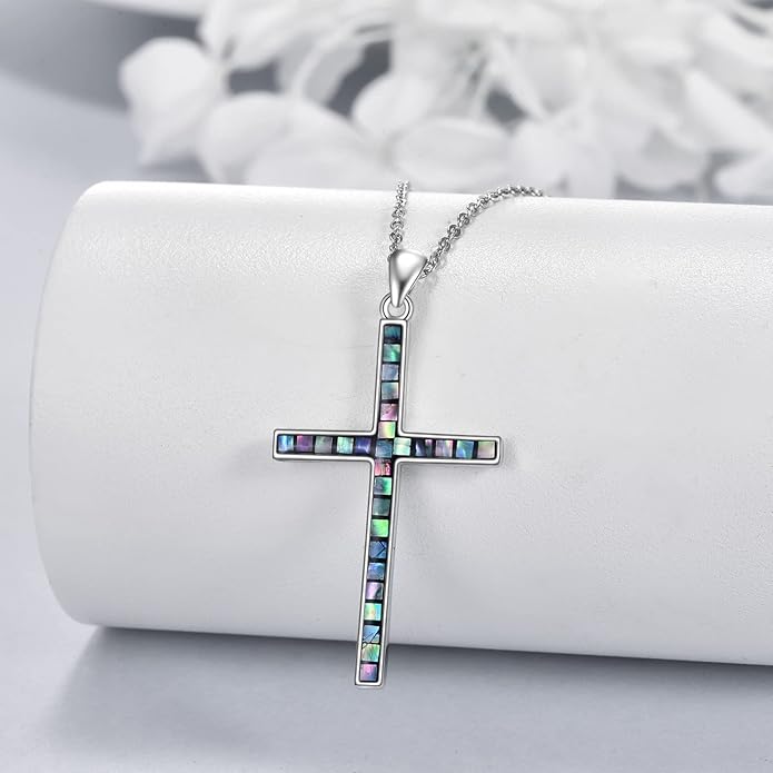 YFN Cross Necklace Sterling Silver Religious Cross Pendant Jewelry Christian Gifts for Women Men