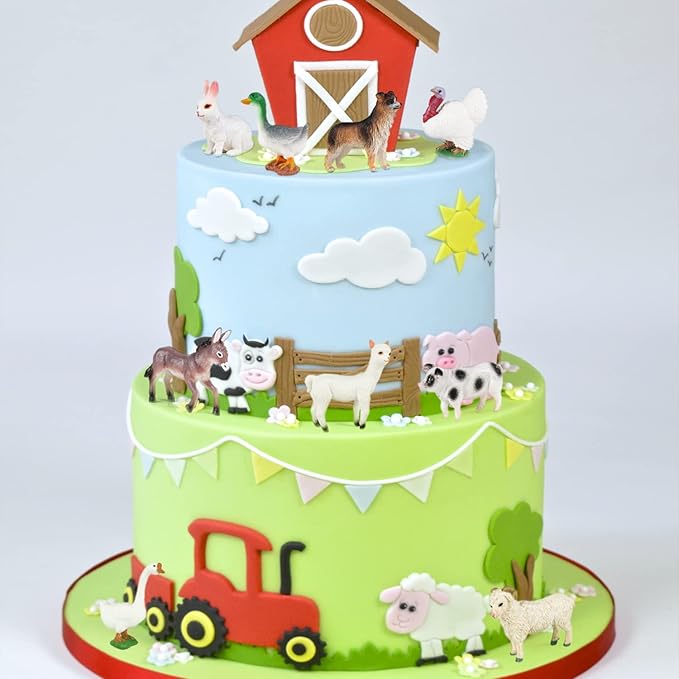 SIENON 12Pcs Farm Animal Figures Toys Realistic Plastic Cattle Figurines Educational Learning Toy Playset, Cake Decorations for Birthday Christmas Easter Egg Party Favors