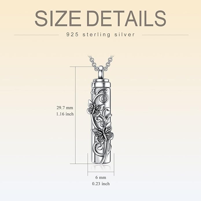 Animal Crystal Urn Necklace For Ashes Sterling Silver Butterfly Dragonfly Bee Phoenix Peacock Hummingbird Fox Angel Wing Pentagram Pentacle Cremation Necklace Heart Teardrop Urn Holder Necklaces For Women Memorial Jewelry