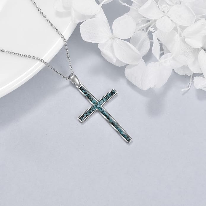 YFN Cross Necklace Sterling Silver Religious Cross Pendant Jewelry Christian Gifts for Women Men