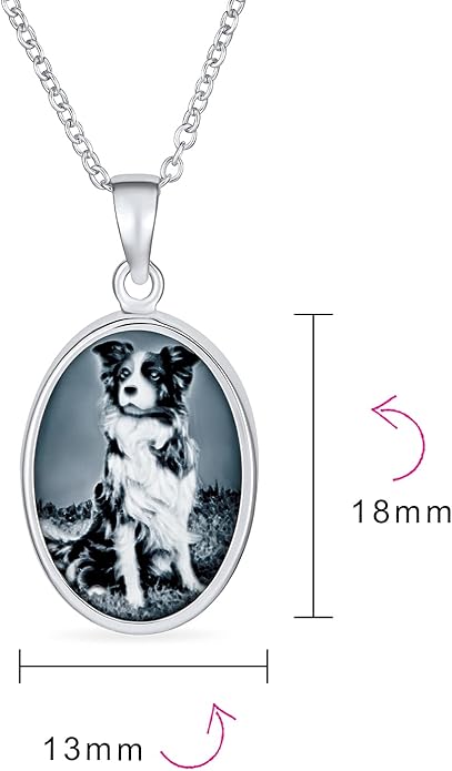 Customizable Personalize Vintage Antique Style BFF Best Friends Puppy Brown White Black Dog Kitty Cat Portrait Blue White Oval Cameo Pendant Necklace For Women Teen .925 Sterling Silver