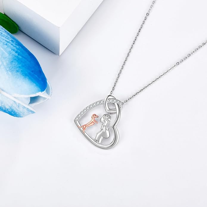 Animal and Human Necklace Sterling Silver 925 Cute Animal Necklaces Jewelry Gift For Women