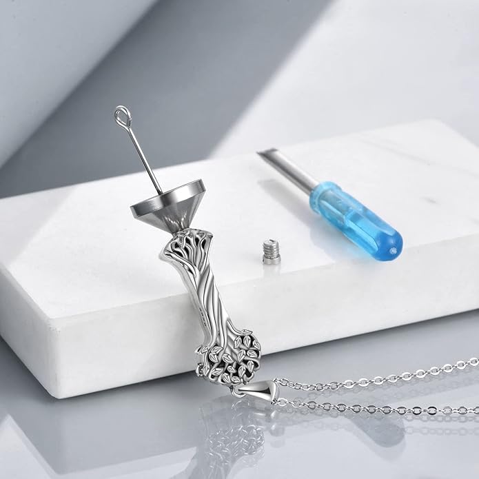 TIGER RIDER Urn Necklace for Ashes for Women 925 Sterling Silver Cremation Jewelry for Ashes
