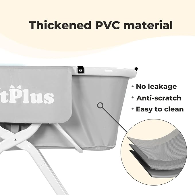 Elevated Dog Bathtub, 5 Height Adjustable Portable Dog Wash Station for Small to Large Pets, Foldable Bathing Tub with Storage & Anti-Slip Design Gray