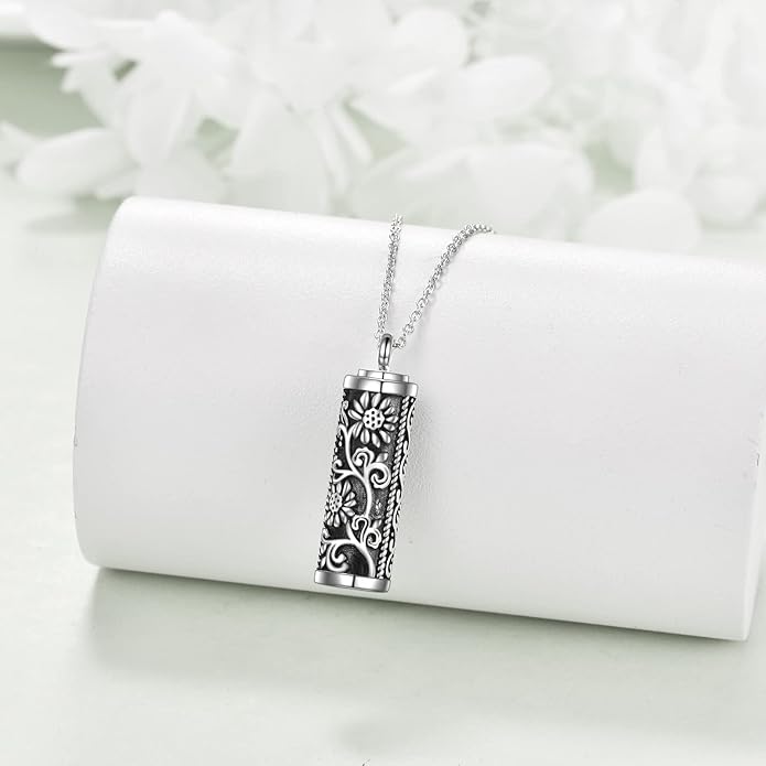 TIGER RIDER Urn Necklace for Ashes for Women 925 Sterling Silver Cremation Jewelry for Ashes