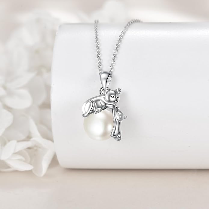 YAFEINI Animal Necklace Sterling Silver Moonstone/Turquoise/Abalone Shellfish Pendant Animal Necklace Cute Animal Jewelry Birthday Gifts Woman