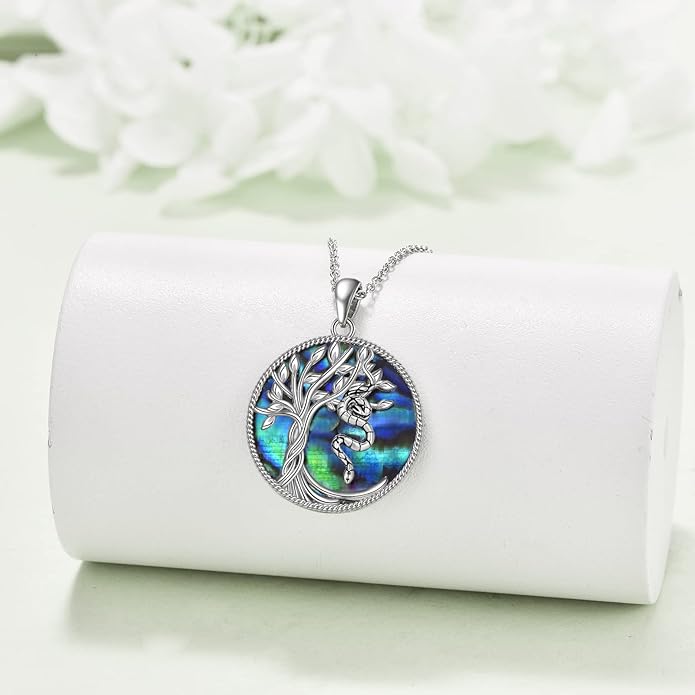 TOUPOP Tree of Life Animal Necklace 925 Sterling Silver Crystal/Abalone Shell Animal Pendant Jewelry Birthday Mothers Day Gifts for Women Mom Wife Her