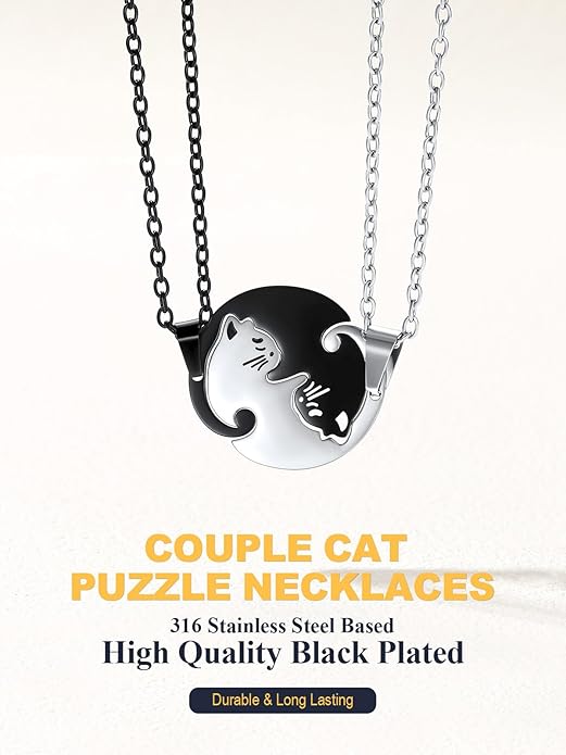 U7 Cat Pendant Necklace for Women Stainless Steel Cute Kitty Cat Jewelry Gift