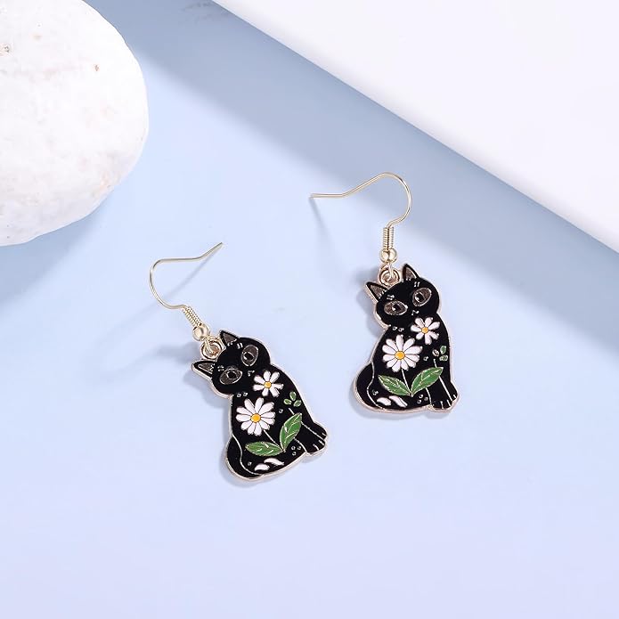 Cute Cat Earrings Stud Pearl Earrings for Women Mouse Cubic Zircon Hypoallergenic Earrings Christmas Birthday Gift
