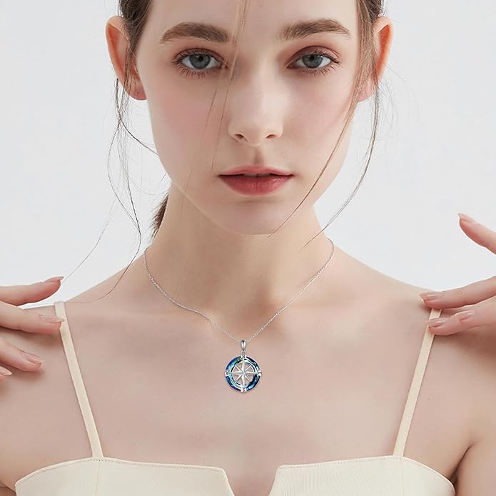 Turtle/Black Cat/Compass Necklace Sterling Silver Crystal Pendant Necklaces Cute Animal Jewerly for Women Mom