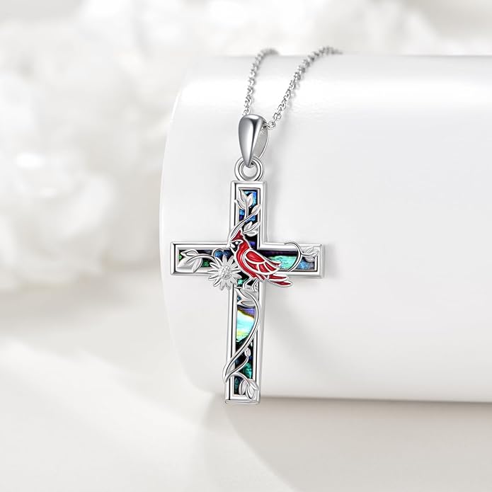 YFN Cross Necklace Sterling Silver Religious Cross Pendant Jewelry Christian Gifts for Women Men