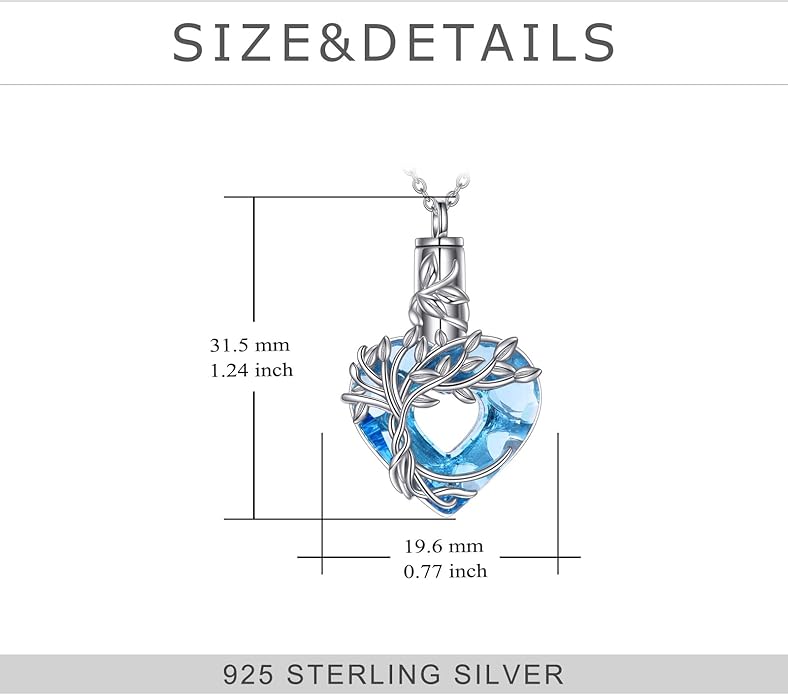 TIGER RIDER Urn Necklace for Ashes for Women 925 Sterling Silver Cremation Jewelry for Ashes