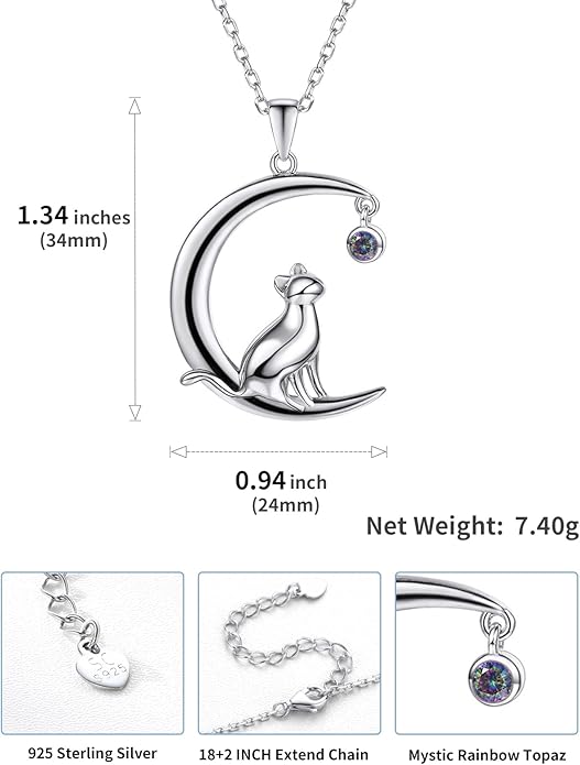 SILVERCUTE Cat Necklaces for Cat Lovers Sterling Silver Womens Jewelry S925 Kitten Pendant Cat Collarbone Necklace