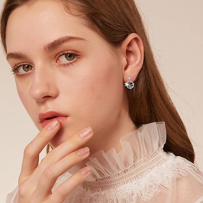 Sterling Silver Cat / Cow / Pig / Bunny / Squirrel / Giraffe / Highland Cow / Lion / Chicken / Ladybug / Star / Moon Stud Earrings for Women Cute Animal Post Earrings Hypoallergenic Animal Jewelry Gift for Teens Girls