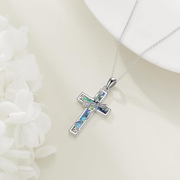 YFN Cross Necklace Sterling Silver Religious Cross Pendant Jewelry Christian Gifts for Women Men