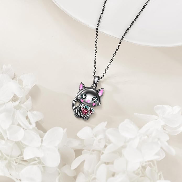 YAFEINI Animal Necklace Sterling Silver Moonstone/Turquoise/Abalone Shellfish Pendant Animal Necklace Cute Animal Jewelry Birthday Gifts Woman