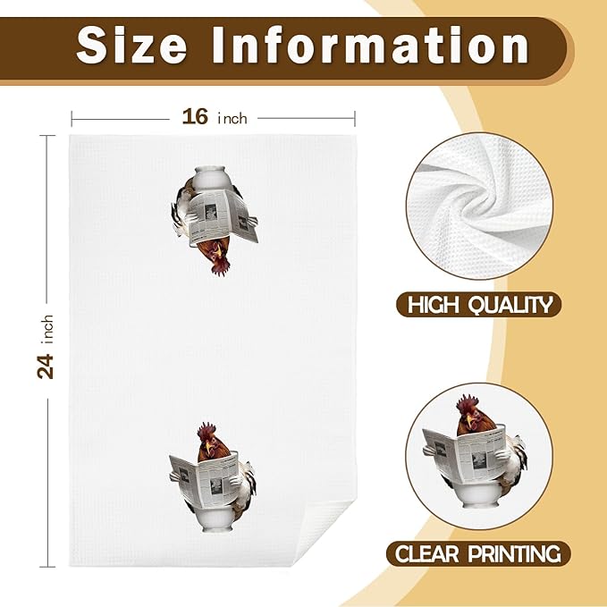 Funny Rooster Chicken Bathroom Hand Towels, Chicken Lovers Mom Lady Gifts Decorative Hand Towels for Bathroom Decor, 16x24 Inch