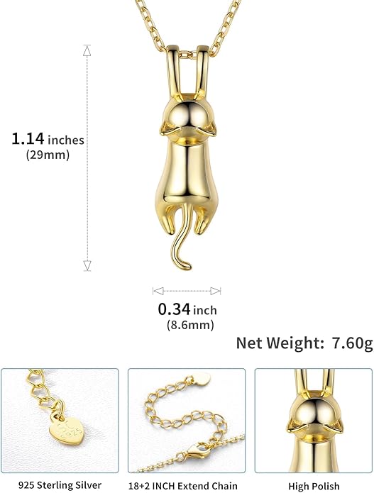 SILVERCUTE Cat Necklaces for Cat Lovers Sterling Silver Womens Jewelry S925 Kitten Pendant Cat Collarbone Necklace