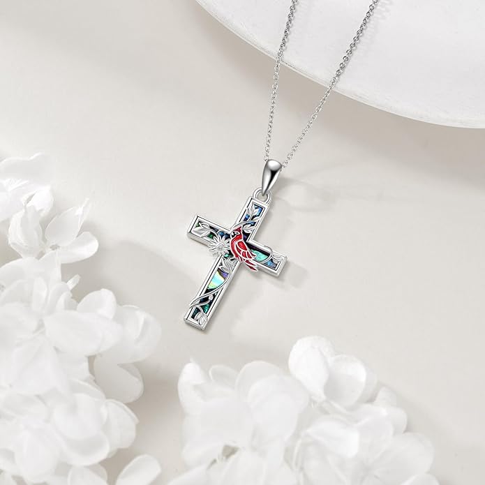 YFN Cross Necklace Sterling Silver Religious Cross Pendant Jewelry Christian Gifts for Women Men