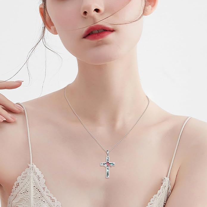YFN Cross Necklace Sterling Silver Religious Cross Pendant Jewelry Christian Gifts for Women Men