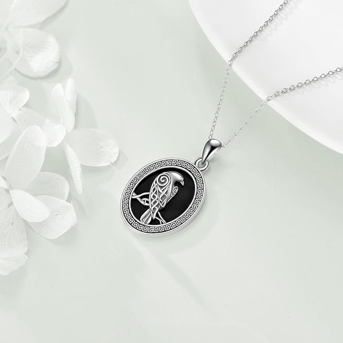 Black Onyx Necklace Raven/Phoenix/Peacock Necklace Gothic Jewelry Gifts for Women Men