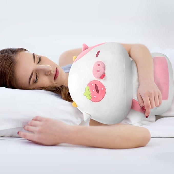 Squishy Cloud-Like Softness, Trending Kawaii Strawberry Cow Mushroom Plush Pillow, A Must-Have Collectible for Young Adults, Perfect for Kids, Toddlers Girls, Stuffed Animal (14")