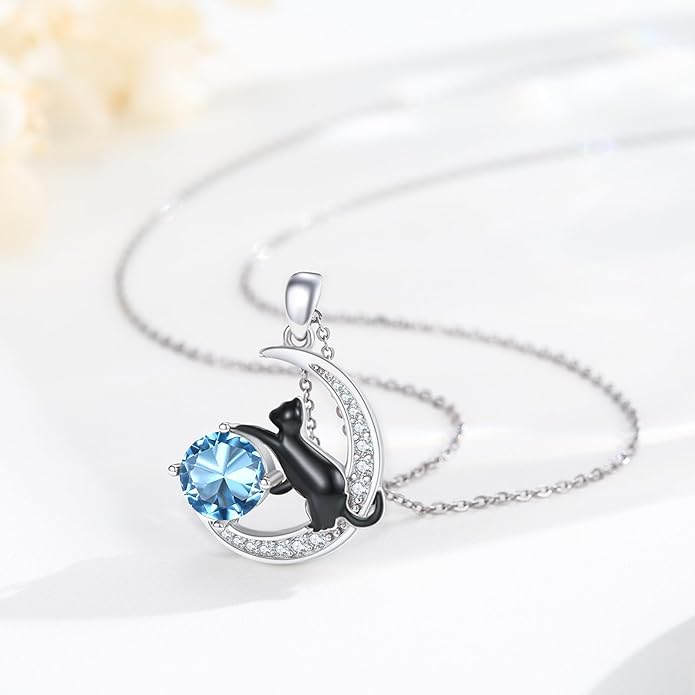 Animal Necklace 925 Sterling Silver Cat/Dog/Fox/Axolotl/Highland Cow Pendant Necklace Cute Animal Jewelry Graduation Gifts for Women