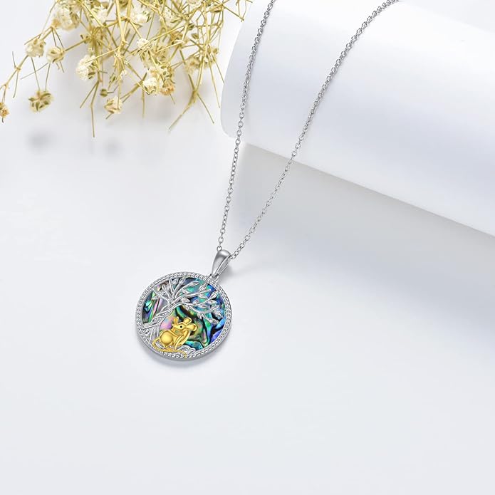 TOUPOP Tree of Life Animal Necklace 925 Sterling Silver Crystal/Abalone Shell Animal Pendant Jewelry Birthday Mothers Day Gifts for Women Mom Wife Her