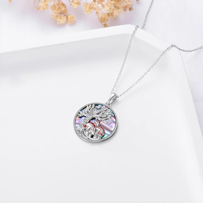 TOUPOP Tree of Life Animal Necklace 925 Sterling Silver Crystal/Abalone Shell Animal Pendant Jewelry Birthday Mothers Day Gifts for Women Mom Wife Her
