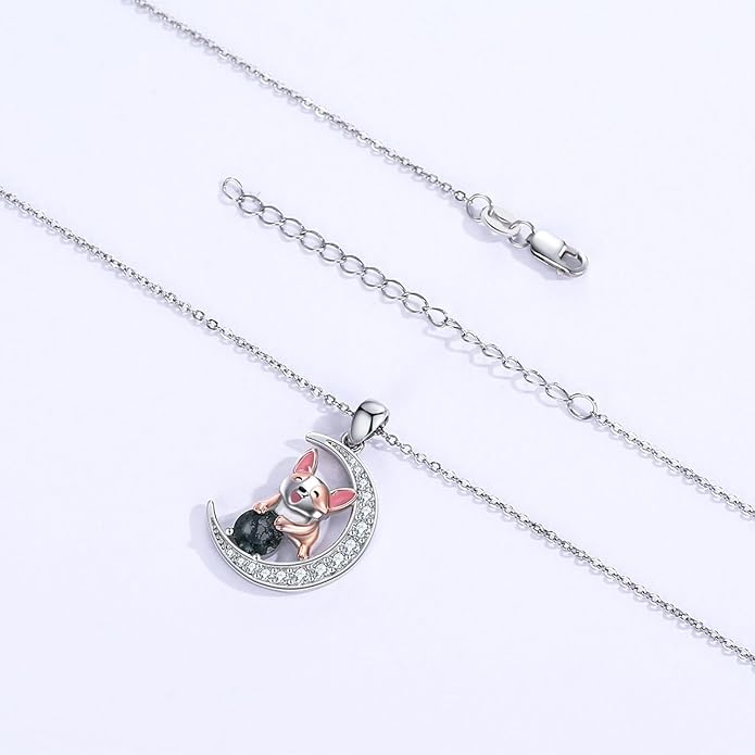 Animal Necklace 925 Sterling Silver Cat/Dog/Fox/Axolotl/Highland Cow Pendant Necklace Cute Animal Jewelry Graduation Gifts for Women