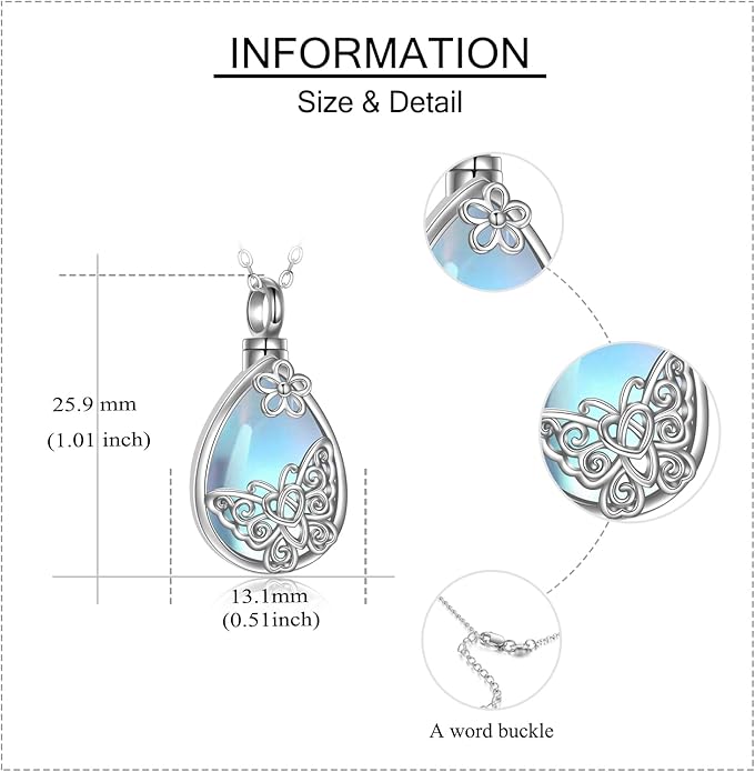 Butterfly/Dragonfly Urn Necklace for Ashes 925 Sterling Silver Celtic Knot Butterfly/Dragonfly Pendant Cremation Keepsake Necklace for Women Jewelry