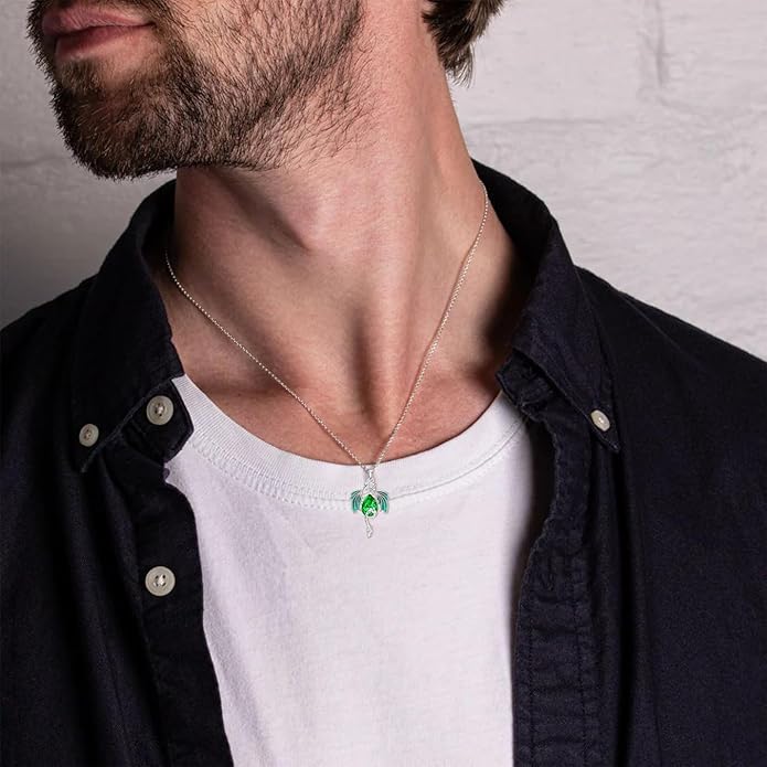 Dragon Necklace for Men Sterling Silver Birthstone Wyvern Necklace Embllished with Teardrop Shaped Crystal Jewelry for Women
