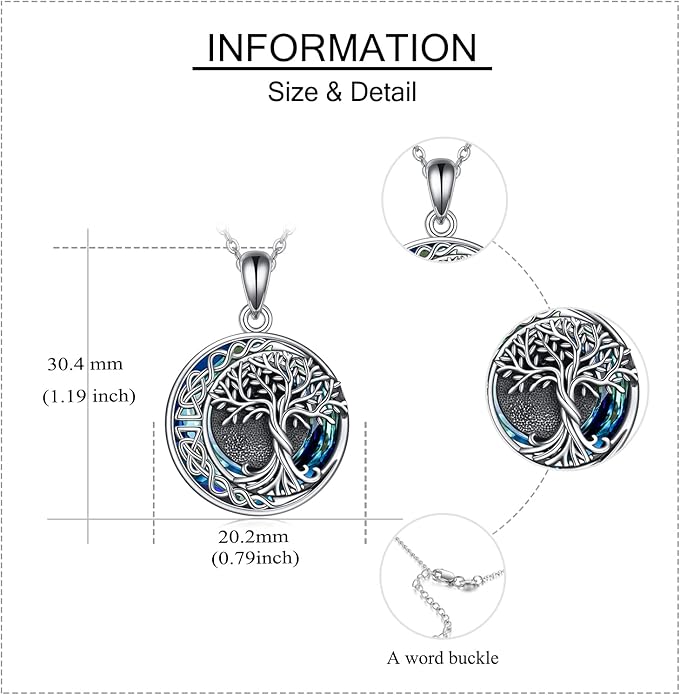 Tree of Life Urn Necklaces for Ashes 925 Sterling Silver Tree of Life Crystal Cremation Jewelry for Ashes Memory Jewelry for Women Men