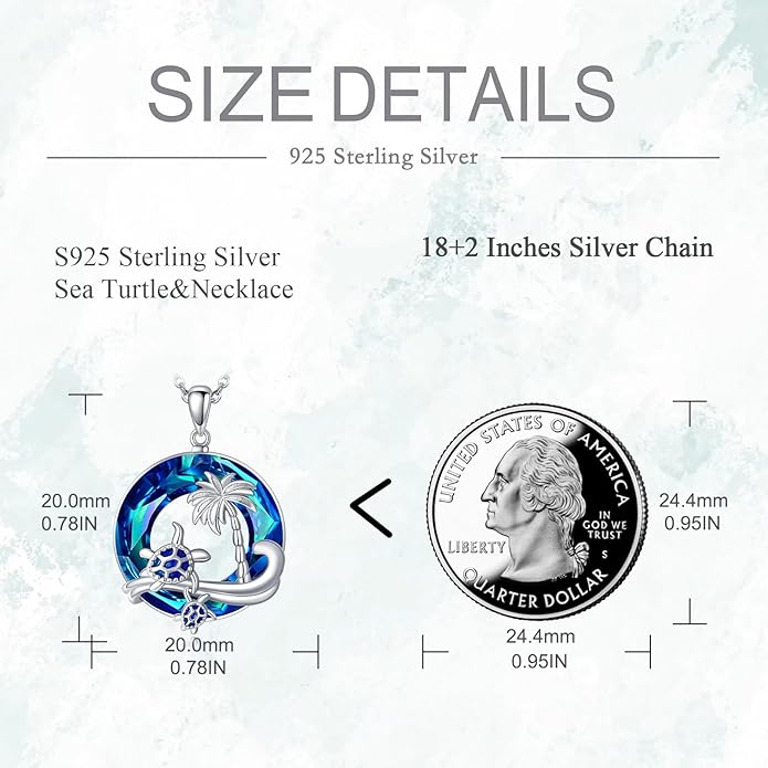 Turtle/Black Cat/Compass Necklace Sterling Silver Crystal Pendant Necklaces Cute Animal Jewerly for Women Mom