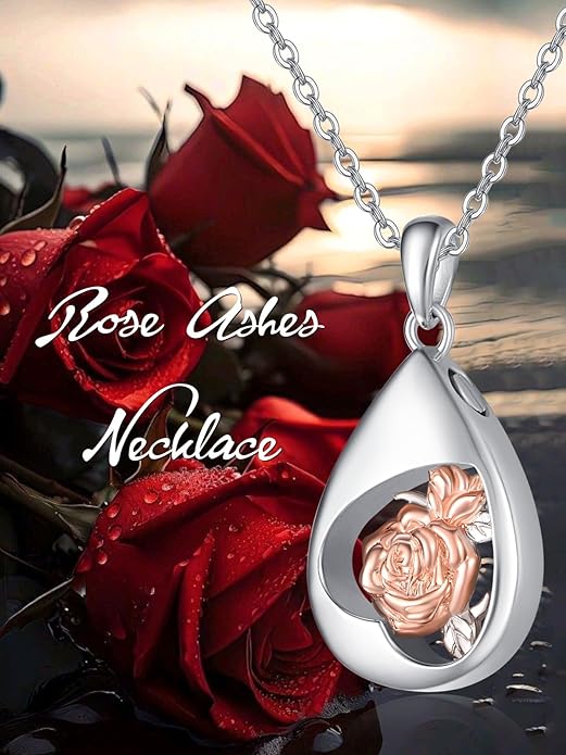 TANGPOET Teardrop Ashes Necklace 925 Sterling Silver Urn Necklace, Cremation Jewellery for Ashes Pendant, Gifts for Women Ladies, with Funnel Filler Kit