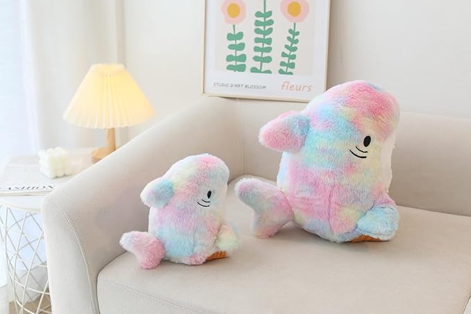 Shark Cat Plush Toy, Cute Fried Shrimp Shark Stuffed Animals Doll, Kawaii Shark Cat Plush Pillow Toy Birthday for Kids Boys Girls (12inch, Tie Dye)