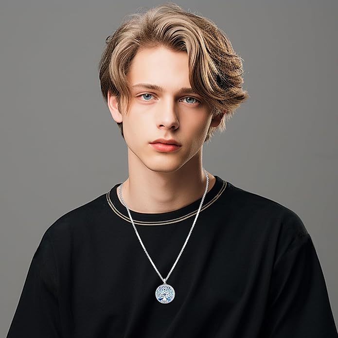 Picture Locket Necklace for Women Men Rose 14K Real Gold 925 Sterling Silver Jewelry Heart Locket Necklace that Holds Pictures Tree of Life Viking Wolf Celtic Knot St Christopher St Michael Pendant