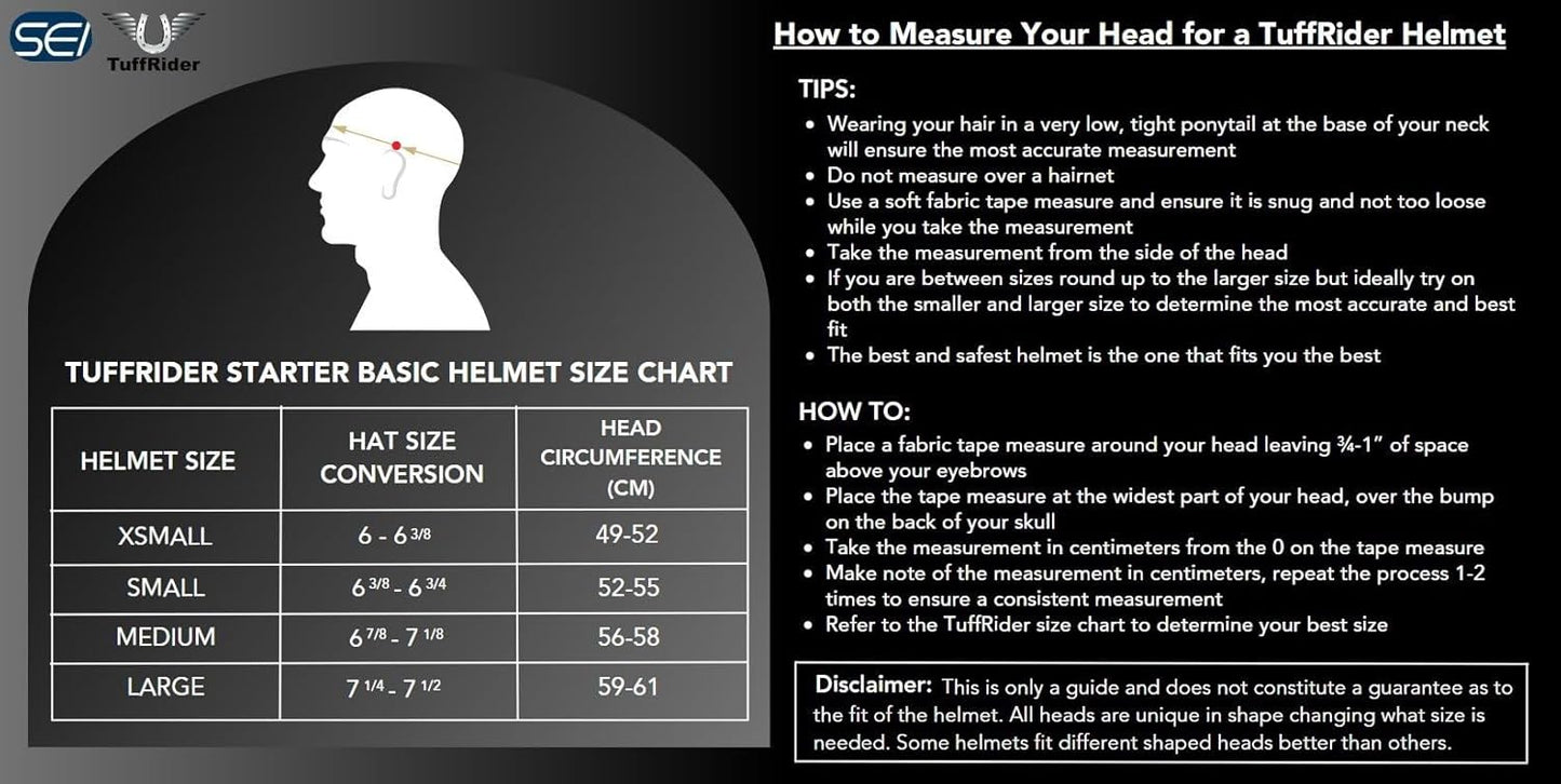 TuffRider Starter Basic Horse Riding Helmet | Comfortable Protective Equestrian Head Gear - SEI Certified