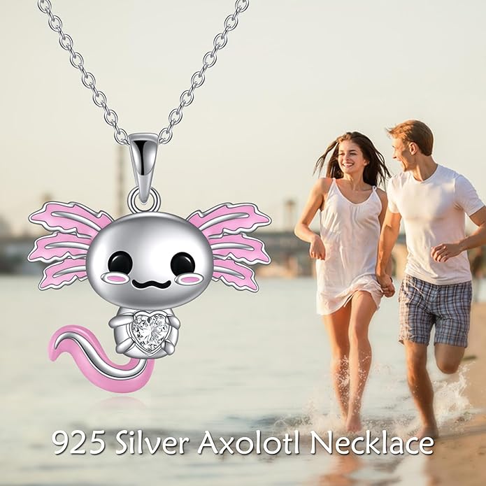 TIGER RIDER Bee Necklace for Women Sterling Silver Cute Animal Axolotl Dragonfly Moth Owl Black Cat Pendant Necklaces Animals Jewelry Birthday Gifts for Women Wife