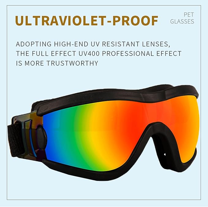 Small Dog Sunglasses with Adjustable Strap UV Protection, Winproof Puppy Sunglasses, Suitable for Dogs Eyes Protection,Soft Dog Goggles