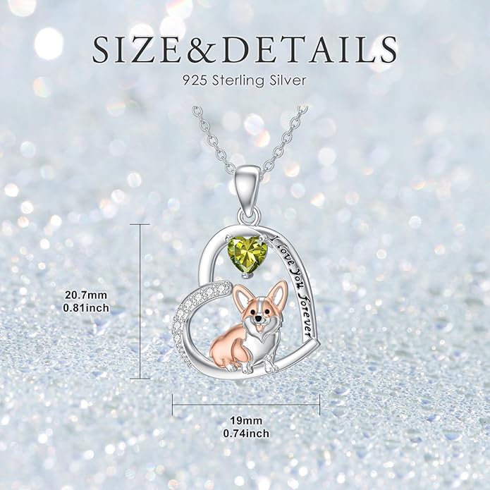 Dachshund Necklace 925 Sterling Silver Dachshund Birthstone Pendant Cute Animal Puppy Dog Dachshund Jewelry Gifts for Women Dachshund Lover