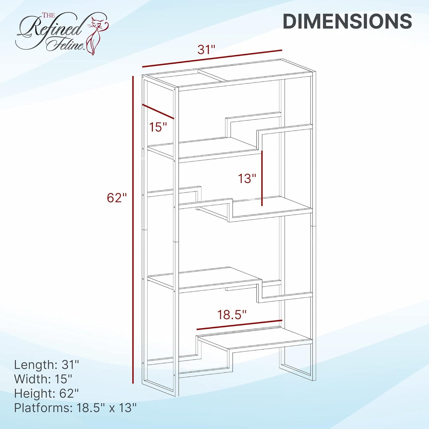 THE REFINED FELINE Metropolitan Cat Condo, Modern Furniture for Multiple Cats, Stepped Platforms for Cats and Kittens